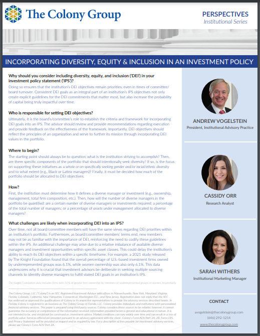 Incorporating Diversity, Equity & Inclusion in an Investment Policy ...